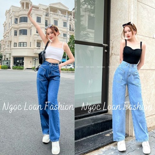 Quần jean baggy ống rộng nữ - quần bò dáng baggy suông ống rộng