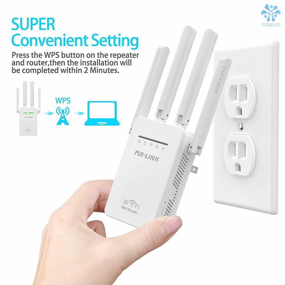 Thiết Bị Khuếch Đại Tín Hiệu Wifi Không Dây 300mbps Kèm 4 Ăng Ten Phích Cắm Us | BigBuy360 - bigbuy360.vn