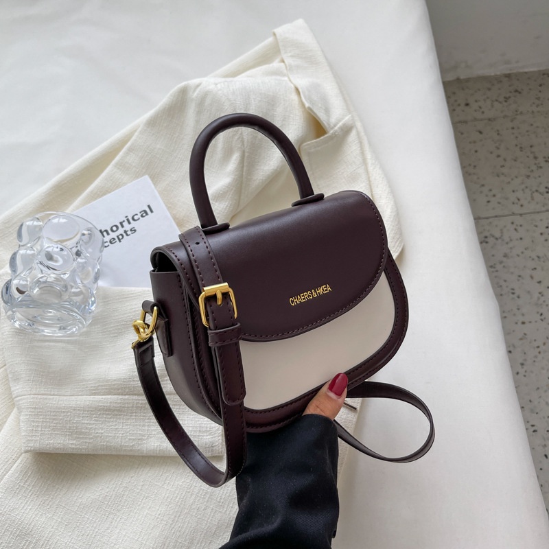 Túi Đeo Chéo Nhỏ Xinh Màu Sắc Tương Phản Phong Cách retro 2022 Cho Nữ