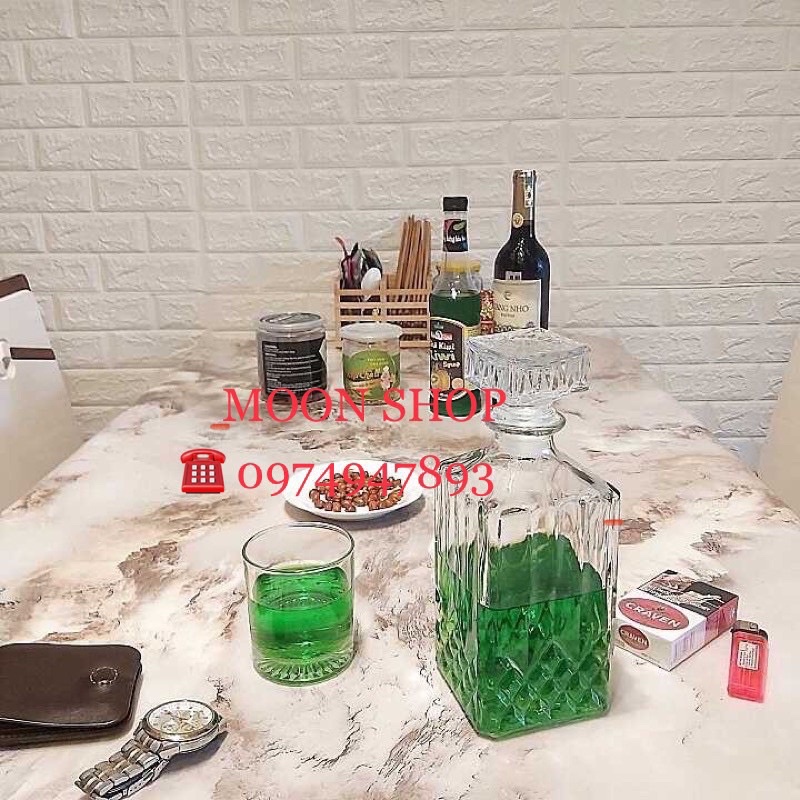 Bình Đựng Rượu Thuỷ Tinh Cao Cấp Trụ Vuông 1L Mẫu số 2