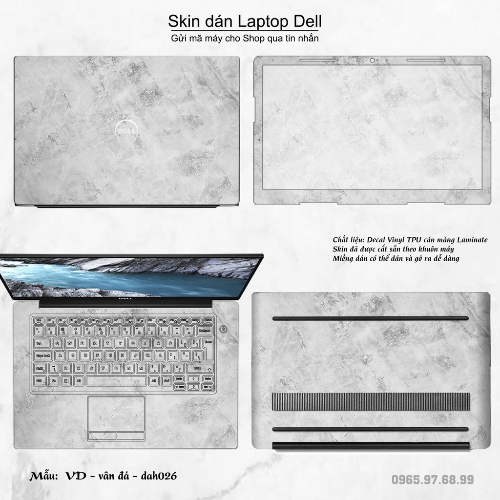 Skin dán Laptop Dell in hình vân đá (inbox mã máy cho Shop)