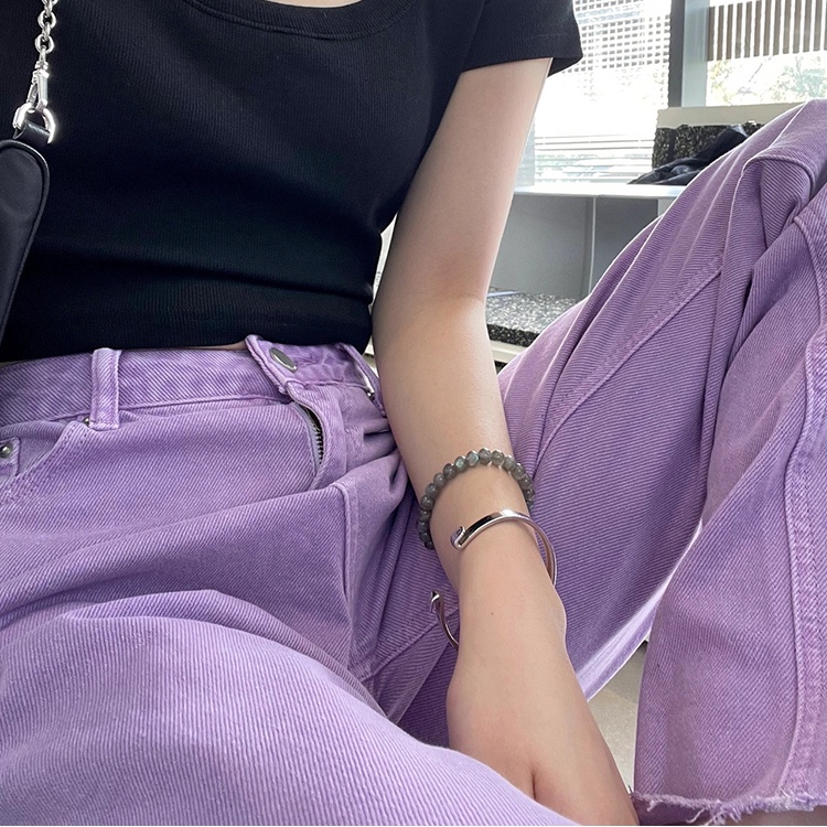 Quần jean SUXI lưng cao ống rộng thời trang xuân hè cá tính dành cho nữ