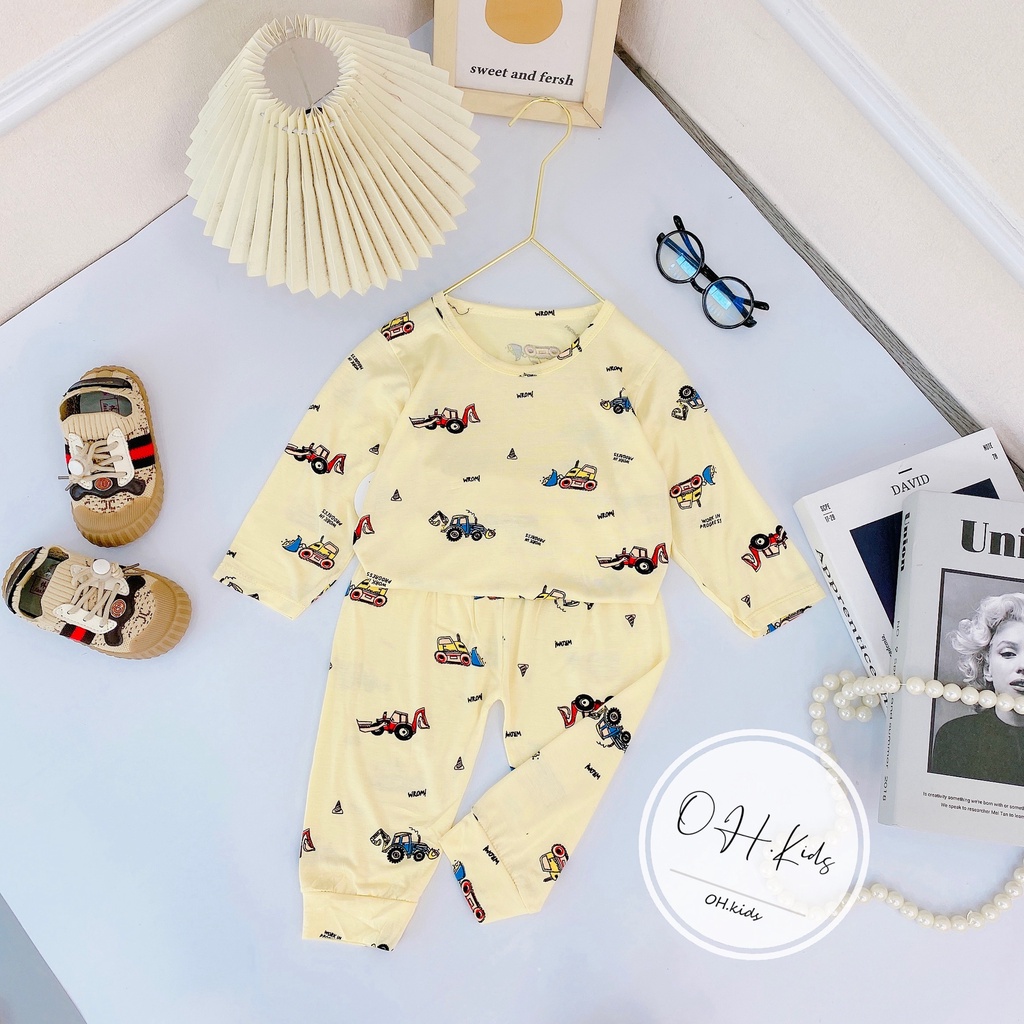 Bộ Dài Tay Chất Thun Lạnh MINKY MOM Vải Mềm Mịn, Thoáng Mát Cho Bé Trai, Bé Gái Từ 5 – 16kg