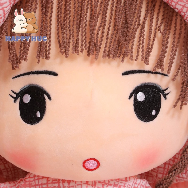 Búp bê em bé Size 70cm nhồi bông, váy nhung hồng hàng cao cấp siêu dễ thương - Happy Hug