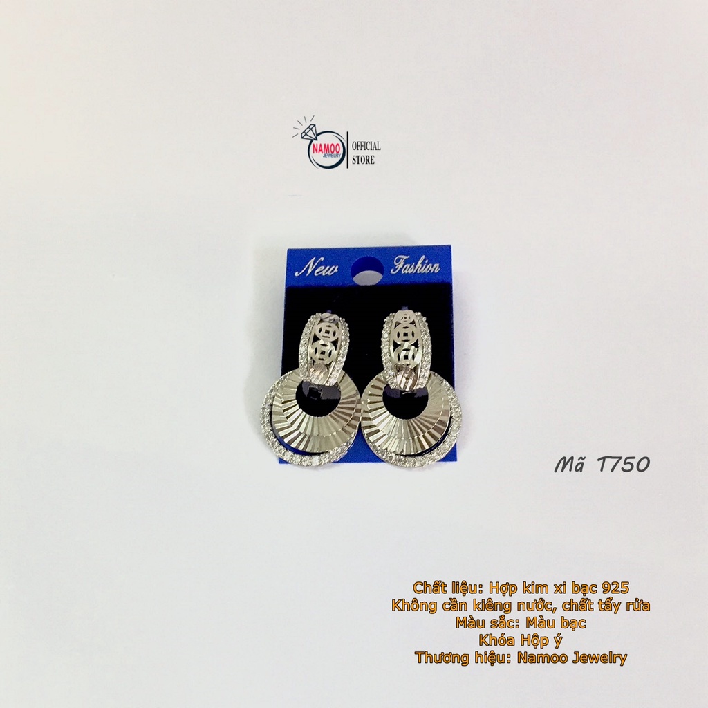 Khuyên Tai Bạc Nữ T750 Bền Màu Khóa Hộp Ý không đen gỉ