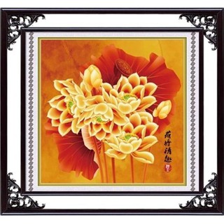 Tranh Thêu Chữ Thập (THÊU TOÀN BỘ) Sen Vàng Như Ý H1572 (KHÁCH TỰ THÊU) KT:75X75CM