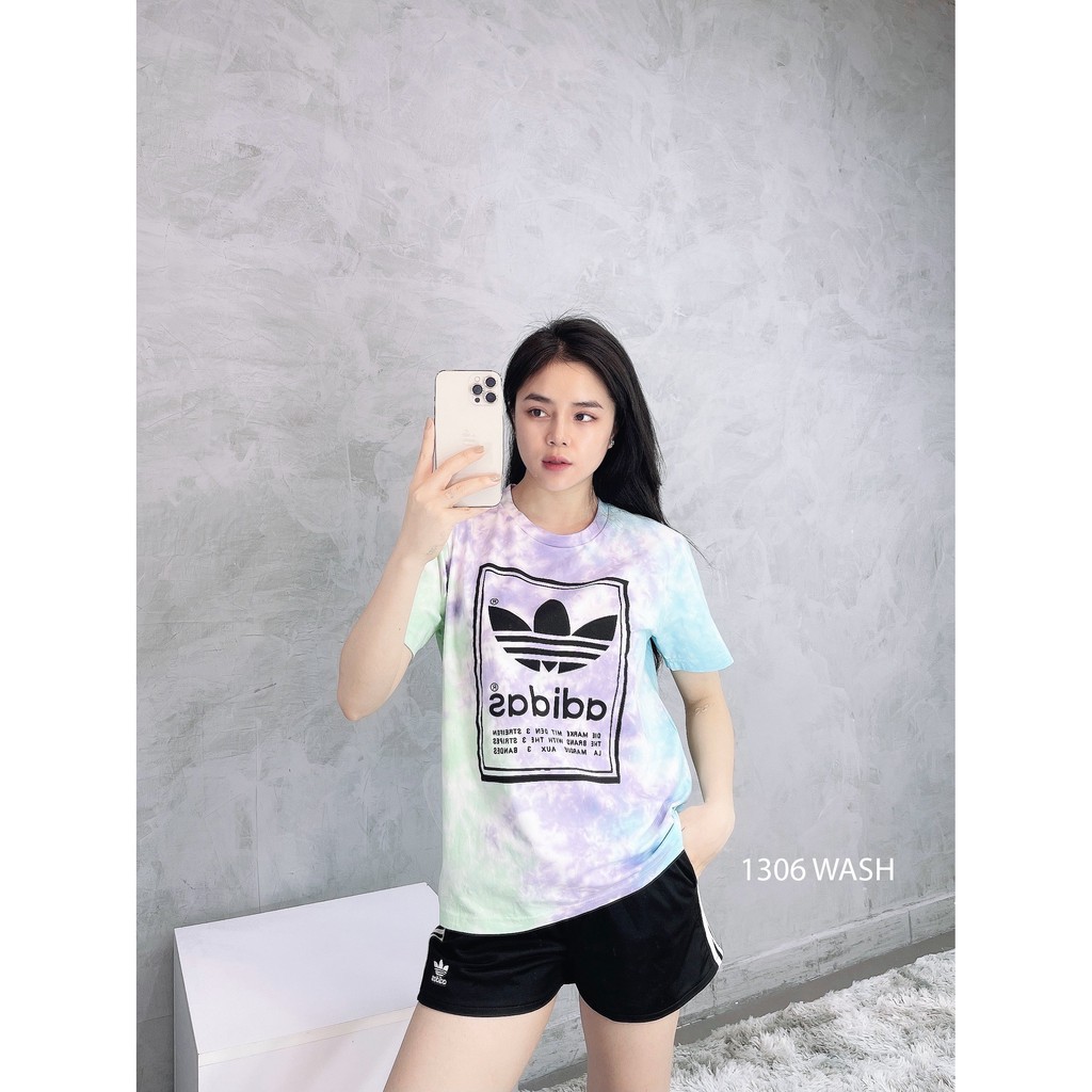 (HÀNG XUẤT XỊN) Áo das loang 1306 TREFOIL TEE TYE DYE MULTICO Made in Cam-bo-dia full-tag-code  Size XS S M L