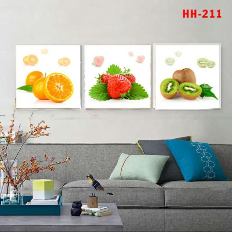 Tranh canvas giá nhà sản xuất trái dâu tây sét 3 KT:40×40/1 tấm