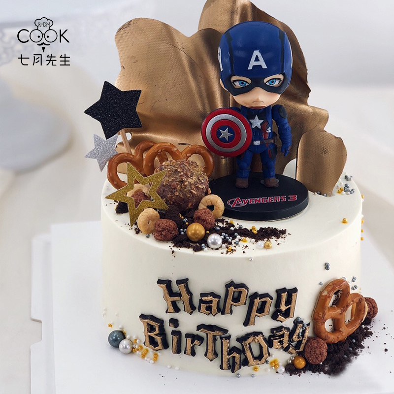 Bộ 6 mô hình nhân vật siêu anh hùng Iron Man Thor Superman Batman Captain America Spider-Man dùng trang trí bánh kem