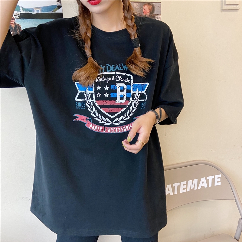 SUXI Áo Thun Nữ Ngắn Tay In Hình Phong Cách Hàn Quốc Năng Động