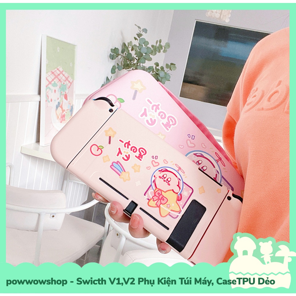 [Sẵn VN - Hỏa Tốc] Switch V1,V2 Phụ Kiện Túi Máy, Case Ốp TPU Dẻo Cho Máy Game Nintendo Switch V1,V2 Pink Kirby