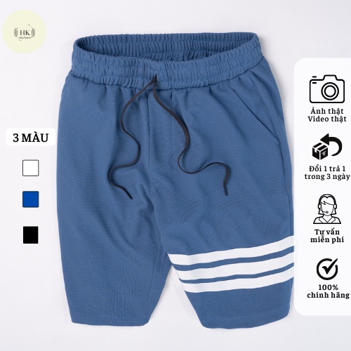 Quần Ngố nam Quần Đùi nam thể thao vải cotton xốp Thái kẻ sọc chất liệu cao cấp, thoáng mát, trẻ trung