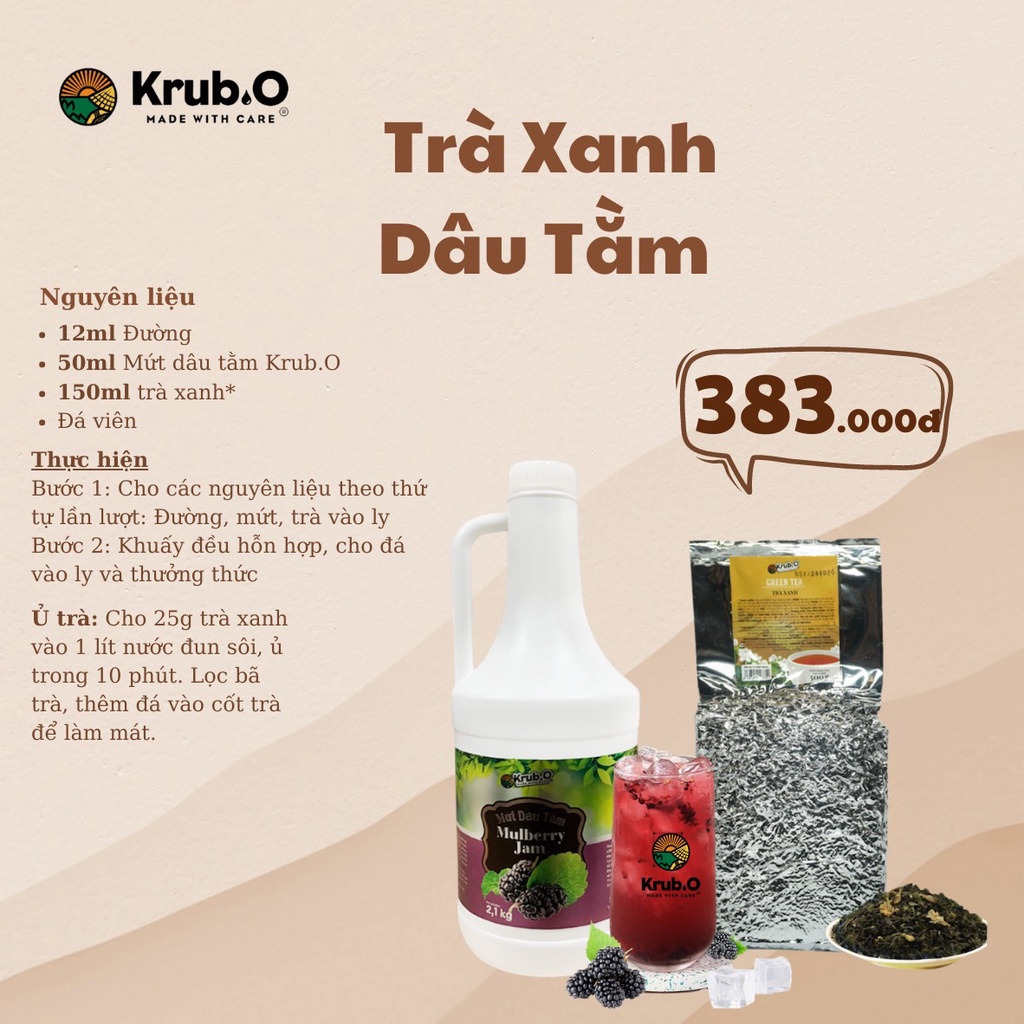 Mứt Dâu Tằm Krub.O Chai 2.1kg  - Sốt dâu tằm đặc & có thịt quả  - Pha trà trái cây, sữa chua, trà sữa