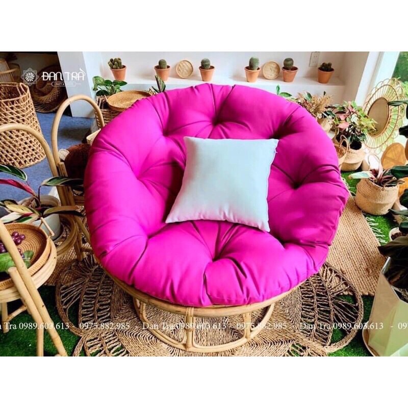 Ghế mây tròn 1M2, ghế lười thư giãn Papasan 1m2 mây phòng ngủ, decor ban công thư giãn, trang trí phòng khách Đan Trà