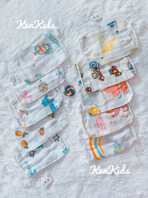 COMBO 10 Khẩu trang Xô mềm nhiều họa tiết cho bé (0-5 tuổi)