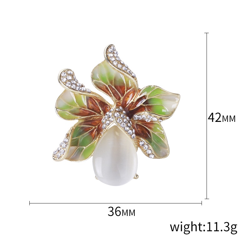 Ghim Cài Áo Hình Hoa Đính Đá Opal Sang Trọng 2 Màu Tùy Chọn Chất Lượng Cao Thời Trang Cho Nữ