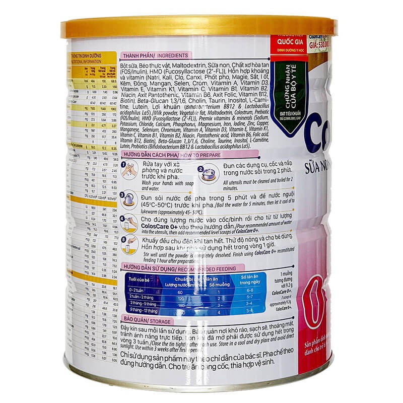 Sữa ColosCare 0+ 1200 igG 800g [Date 2024]