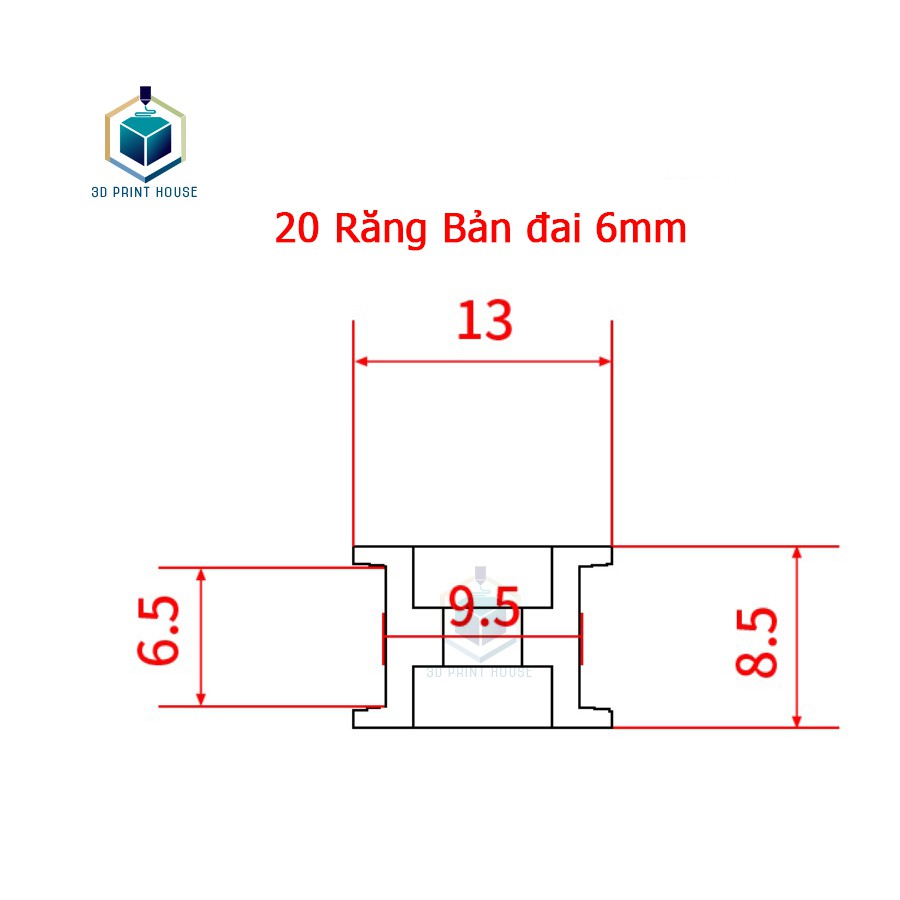 Ròng Rọc GT2 Bản Đai 6mm Cho Máy In 3D