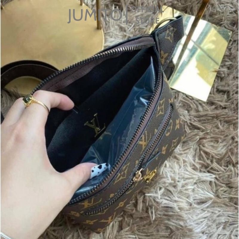 Túi xách nữ đeo bụng đeo chéo L.V da nâu dây dù bản to cao cấp JUMITO T1.025