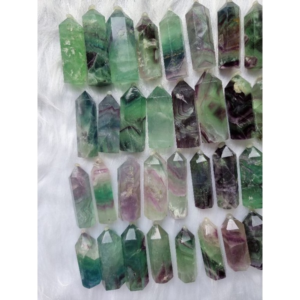Trụ đá thanh tẩy Fluorite đa sắc nhiều màu hàng chất đẹp, dùng trong Tarot, reiki, thiền định, phong thủy