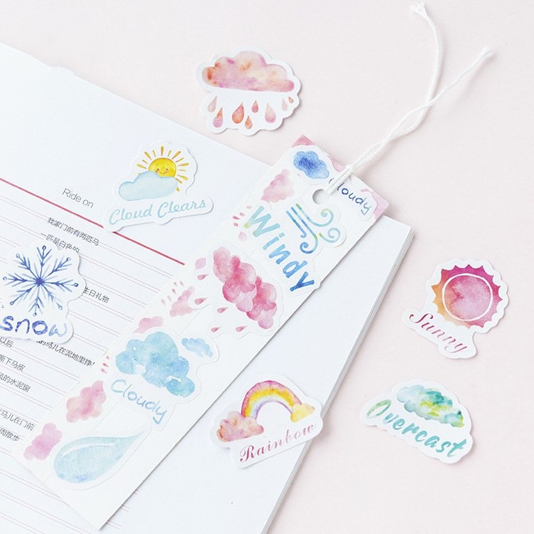 Hộp 46 sticker hình dán thời tiết weather