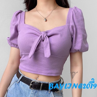 Áo lửng ngắn tay thắt nơ xinh xắn dành cho nữ