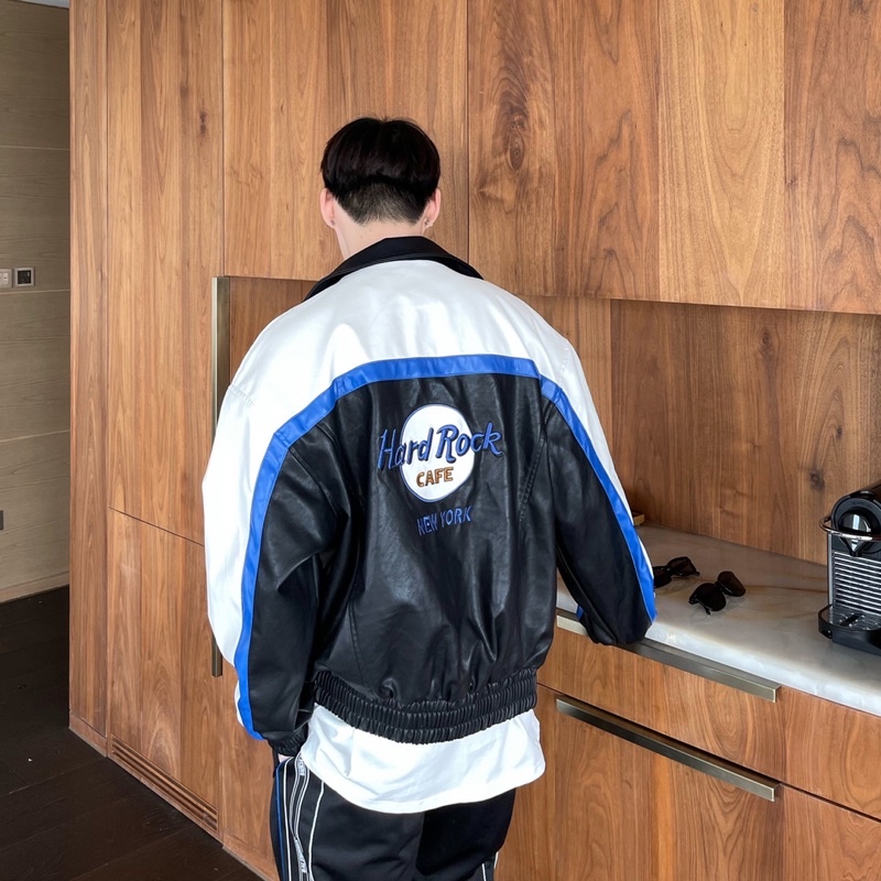 ÁO KHOÁC DA BOMBER NAM PHỐI MÀU