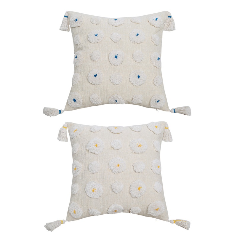 Xiangbao Vỏ Gối Hình Vuông / Tròn Họa Tiết Chấm Bi Phối Tua Rua Phong Cách Boho Bắc Âu