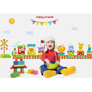 Decal dán tường Happy Travel