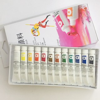 [Đông Anh] Set Bột Vẽ Cọ Bản 12 Màu Acrylic Basic