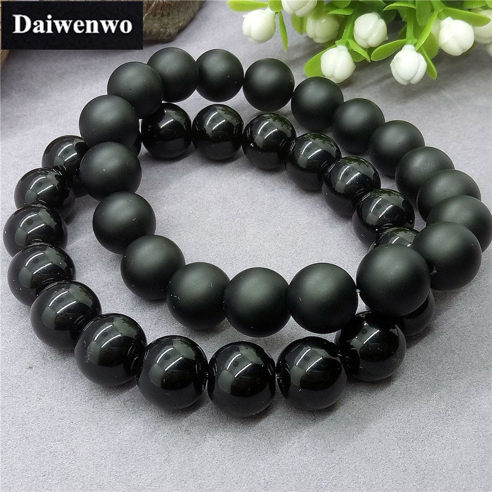Vòng Tay Đá Thủy Tinh Màu Đen Tự Nhiên 6-12mm