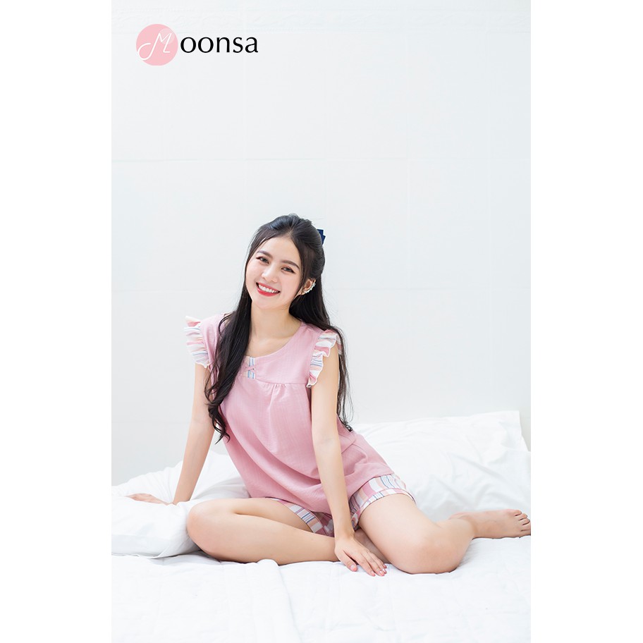 Đồ ngủ nữ tơ linen Bèo Sọc Cổ Tròn [ Moonsa ] | BigBuy360 - bigbuy360.vn