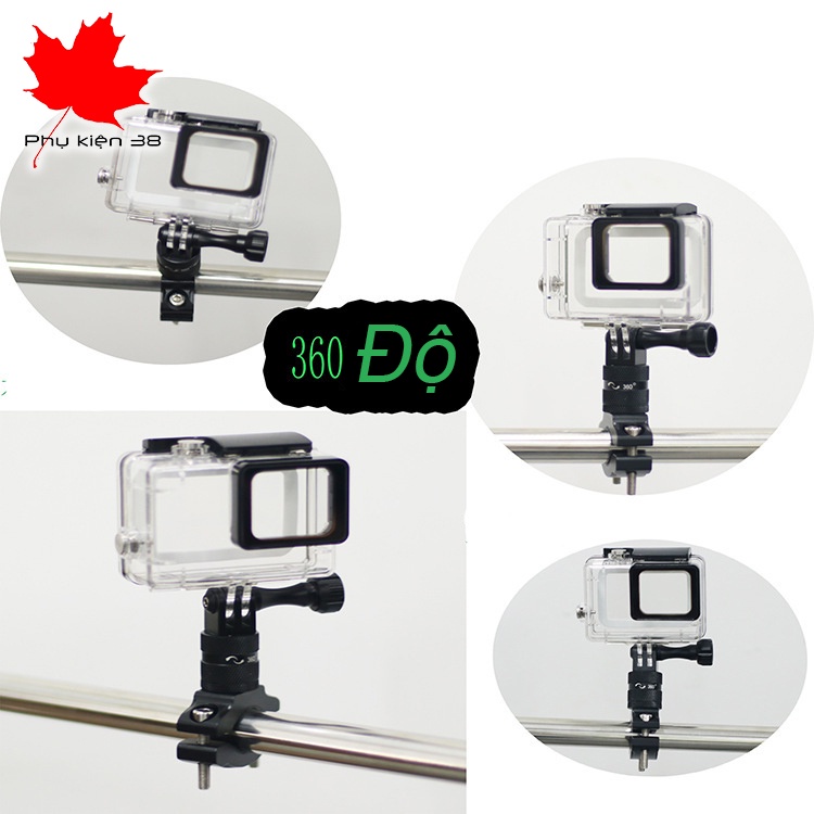 Kẹp 360 hợp kim nhôm aluminum kẹp ghi đông tay lái xe đạp dùng cho camera hành động GoPro, Sjcam, Osmo Action, Yi Action