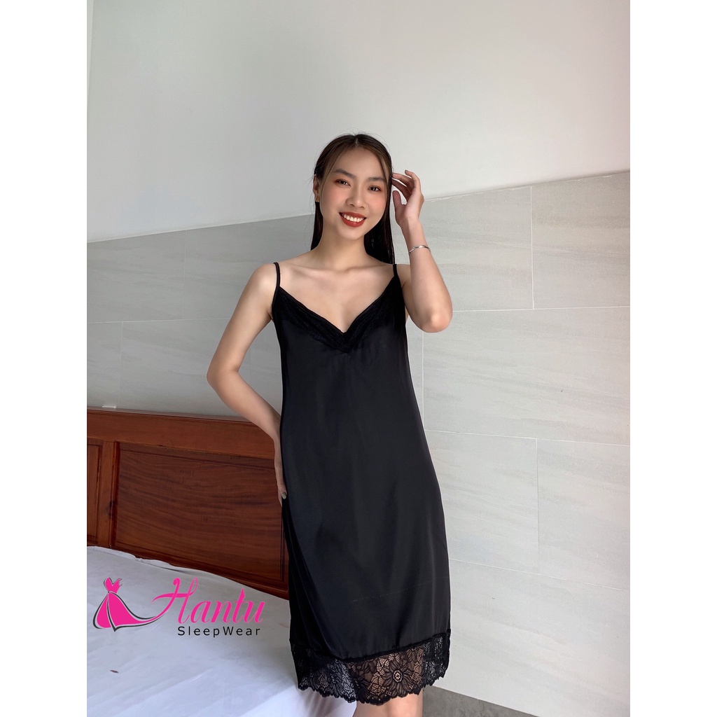Hantu Sleepwear- Set áo choàng ngủ lụa kèm váy 2 dây mặc nhà,chụp hình cô dâu xinh xắn