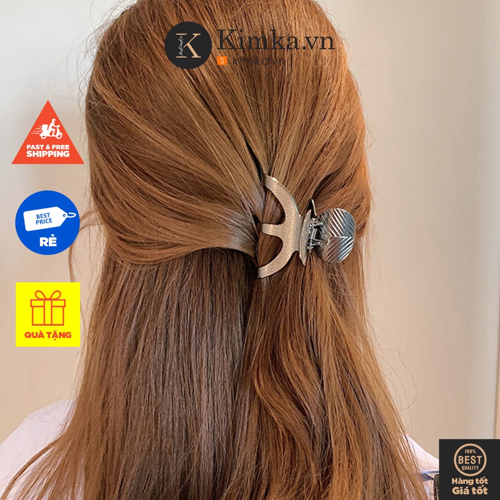 (0466) Kẹp Càng Cua Thưa Kim Loại Gân Nổi Phủ Ánh Hàn Quốc