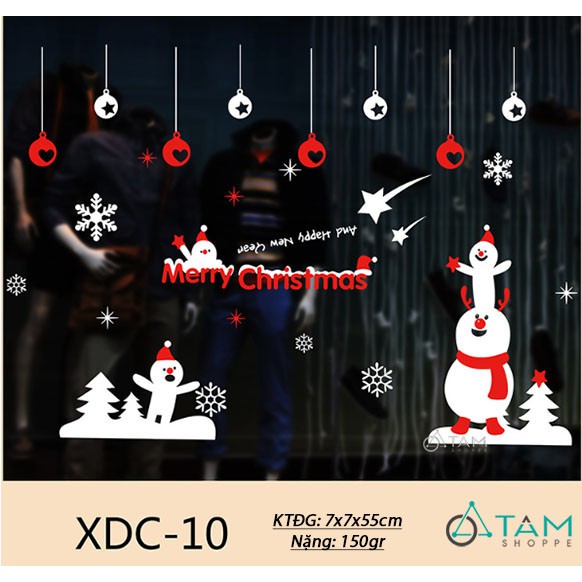 Decal dán kính trang trí Noel loại không keo XMAS-XDC-10