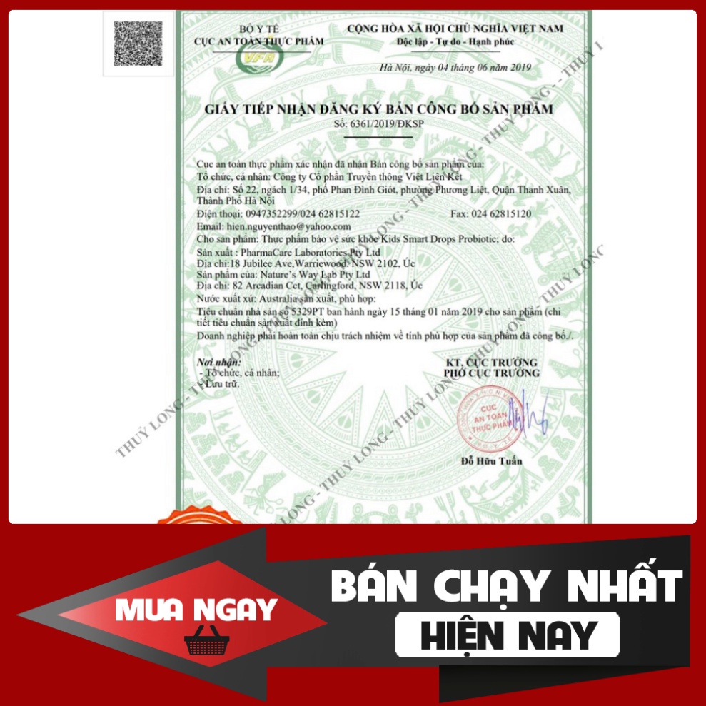 SIÊU SALE Nature's Way Kids Smart Drops Probiotic thay đổi Men Vi Sinh Cho Bé SIÊU SALE