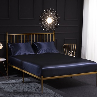 (Loại 1) Bộ Ga Gối Phi Lụa 4 Món Cao Cấp Mát,Mềm,Mịn Lan Bedding- Màu Xanh Đen
