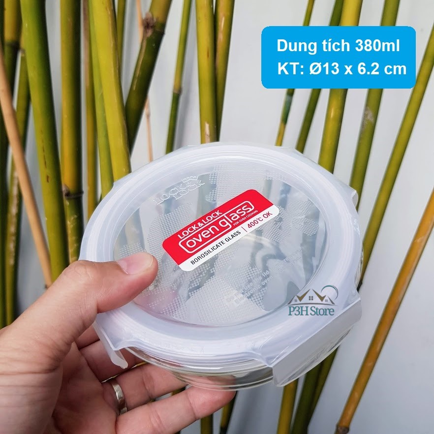 Hộp thủy tinh chịu nhiệt Lock&amp;lock OvenGlass dung tích 380ml hình tròn LLG821