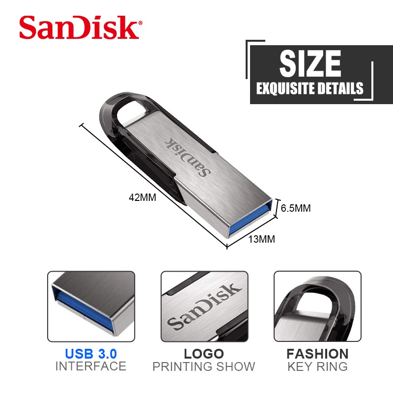 SanDisk USB Metal Flash Drive CZ73 3.0 128GB 256GB Pen Drive