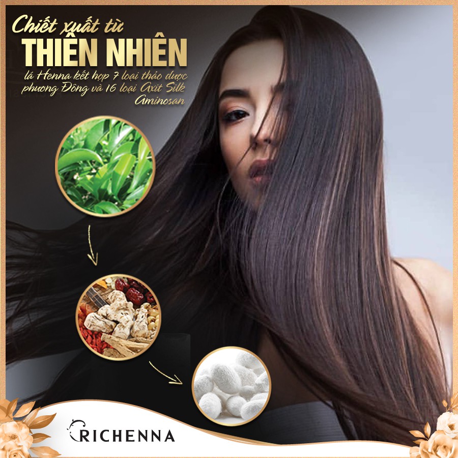 Nhuộm tóc phủ bạc thảo dược dạng dầu gội Richenna EZ Speedy Hair Color-EX Hàn Quốc