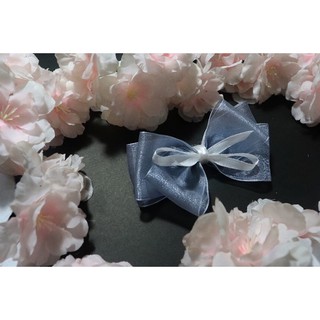 Kẹp tóc handmade, kẹp tóc lụa xanh phối trắng - hyly.house123