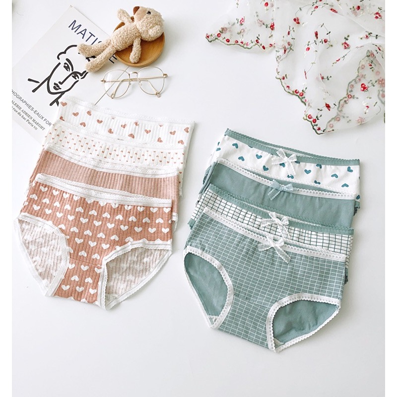 Combo Đồ lót nữ cotton kháng khuẩn đáy chip cotton dễ thương thoáng khí cô gái Nhật Bản Morigirl ulzzang kiểu Hàn | BigBuy360 - bigbuy360.vn
