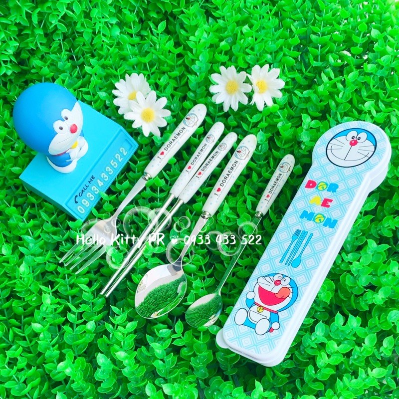 Set hộp đũa+muỗng+nĩa inox HELLO KITTY - DORAEMON