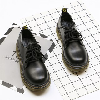 [ Có Sẵn 37] Boots nữ mũi tròn / giày cổ thấp da mềm mùa thu đông