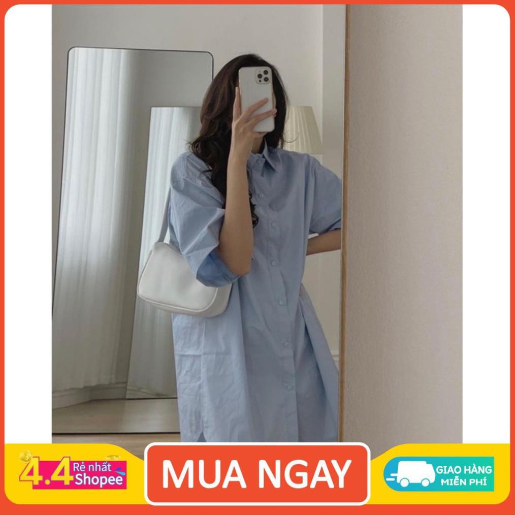 [TREND HÈ] Váy sơ mi thô tay gập form rộng oversize ulzzang, dáng suông (ảnh thật Shop quay chụp) freeship 💃