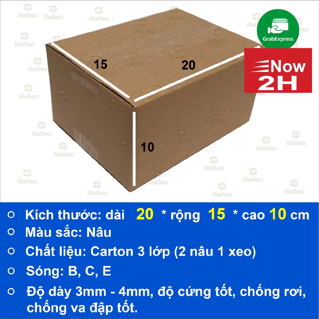 hộp giấy gói hàng 20x15x10 bộ 50 xả kho