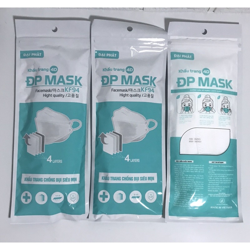 (1 Túi 10cái ) Khẩu trang 4D ĐP MASK kháng khuẩn,ngăn ngừa bụi dành cho người lớn