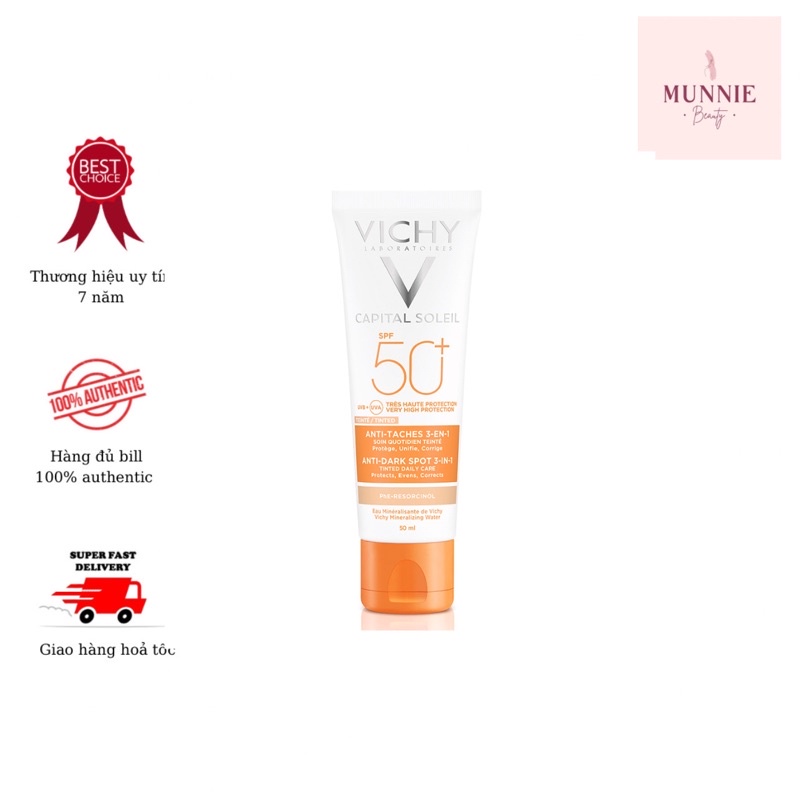 [Bill Pháp/New] Kem chống nắng Vichy 3 in 1 Tinted Anti-Dark Spots Care SPF50+