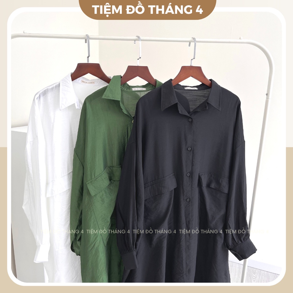 Áo Sơ Mi Nữ Form Rộng Chất Vải Lụa Tơ TIỆM ĐỒ THÁNG 4 LONG SHIRT
